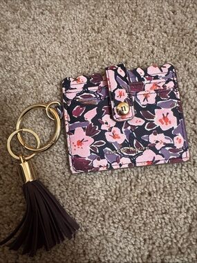 Nanette Lapore Cardholder Keychain with Tassel - Pink Floral